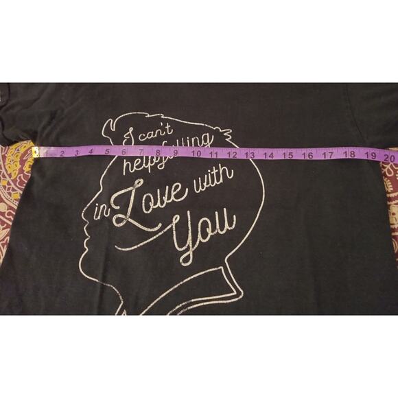 RARE Elvis Silhouette Love Song Lyrics Graphic T-Shirt Faded Black Gildan SZ M - Picture 5 of 6